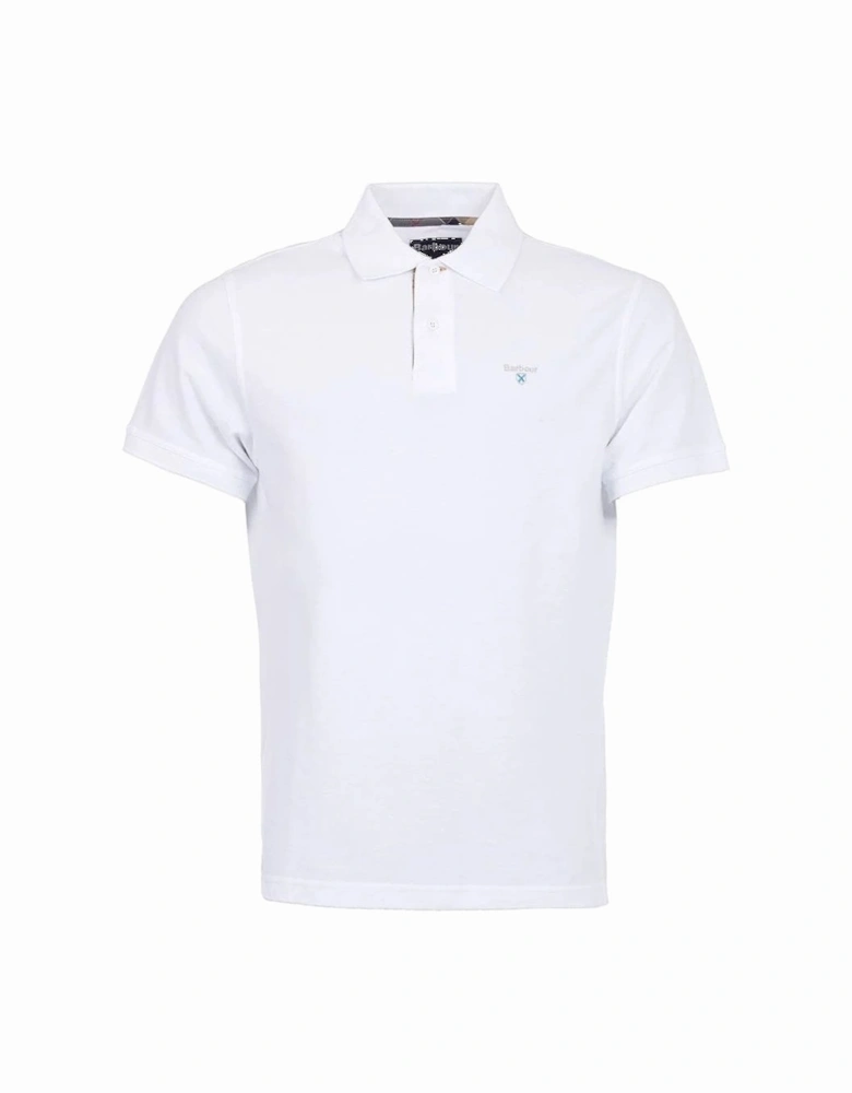 Men's White Tartan Pique Polo Shirt
