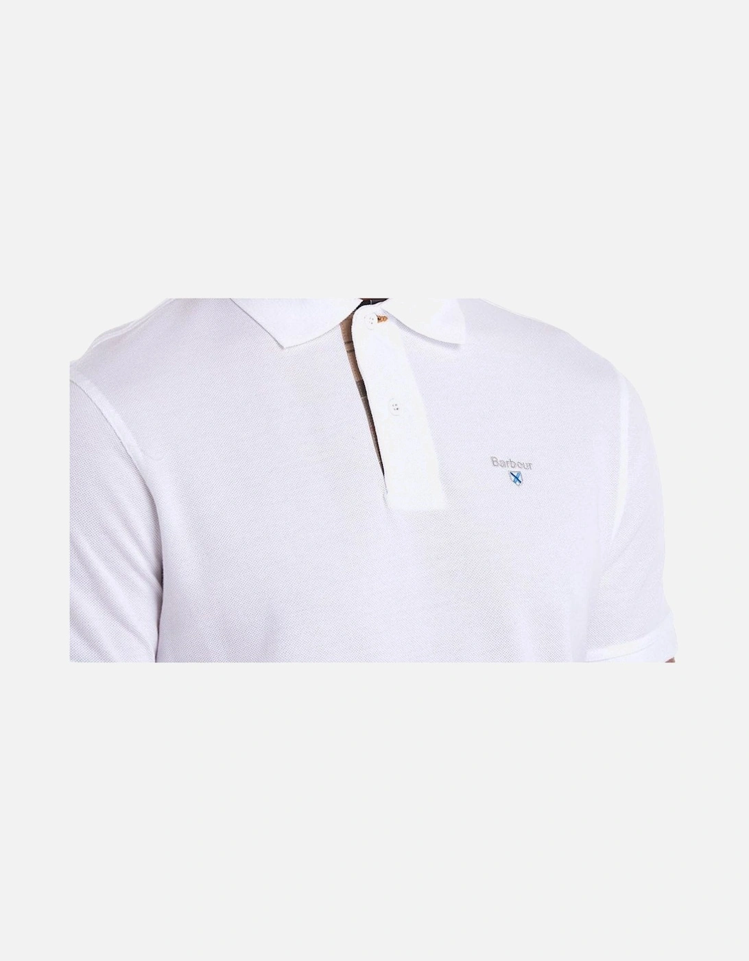 Men's White Tartan Pique Polo Shirt
