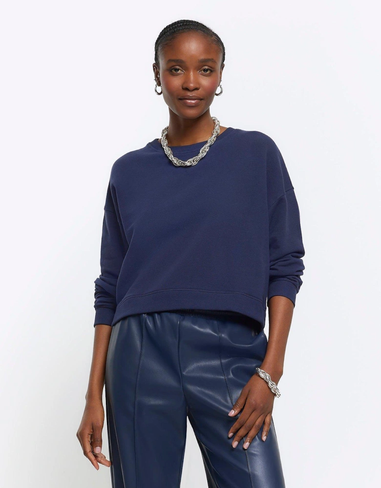 Cropped Sweatshirt - Navy