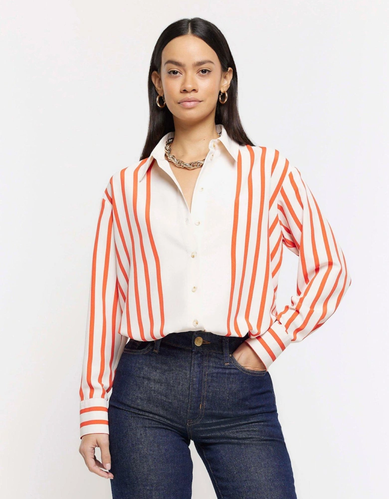 Striped Long Sleeve Shirt - Red