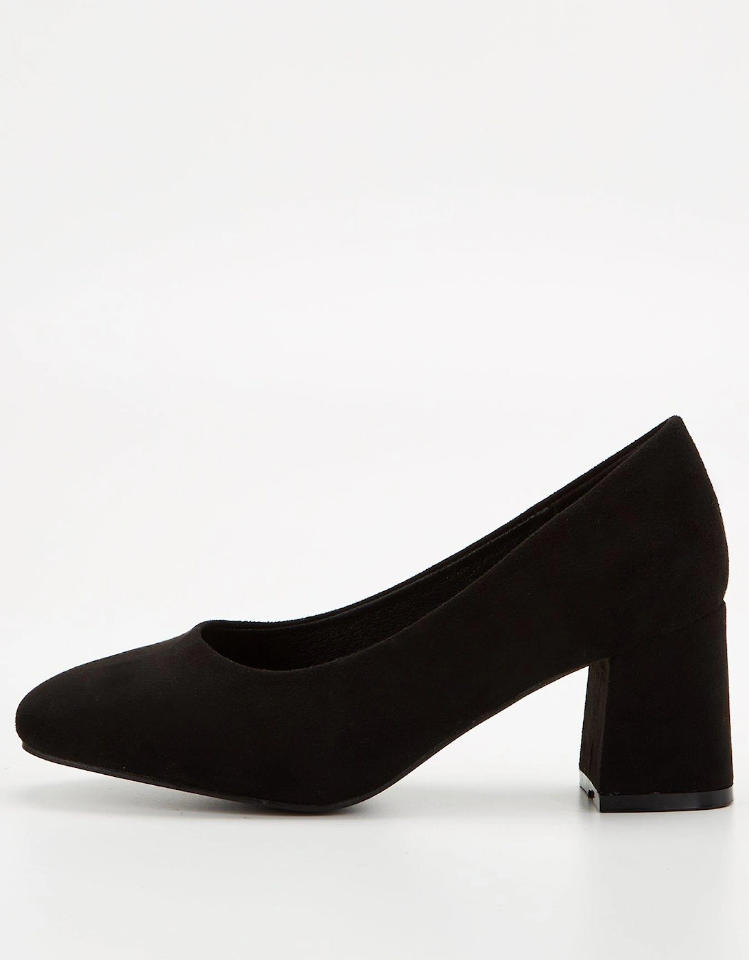 Extra Wide Fit Block Heel Court Shoe - Black, 3 of 2