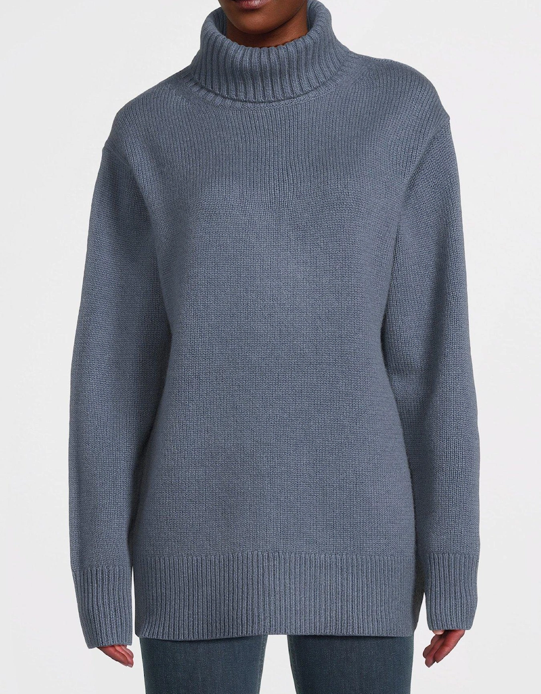 High Neck Luxe Cashmere Jumper - Cloudy Blue, 3 of 2