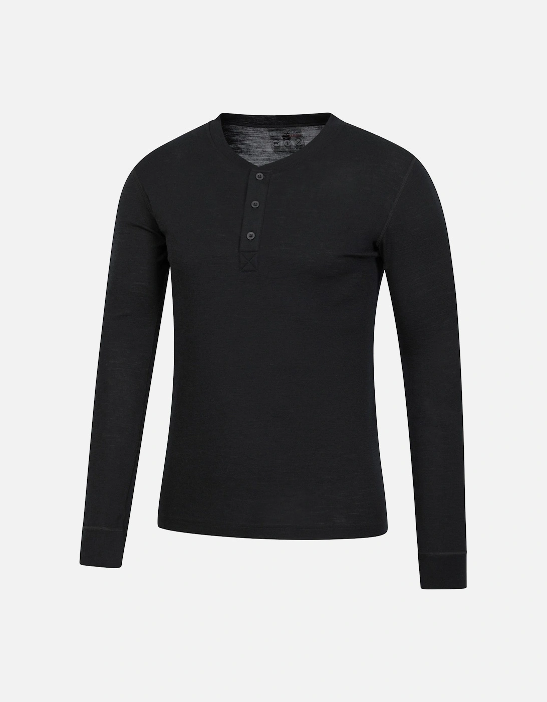 Mens Merino Wool Henley Thermal Top