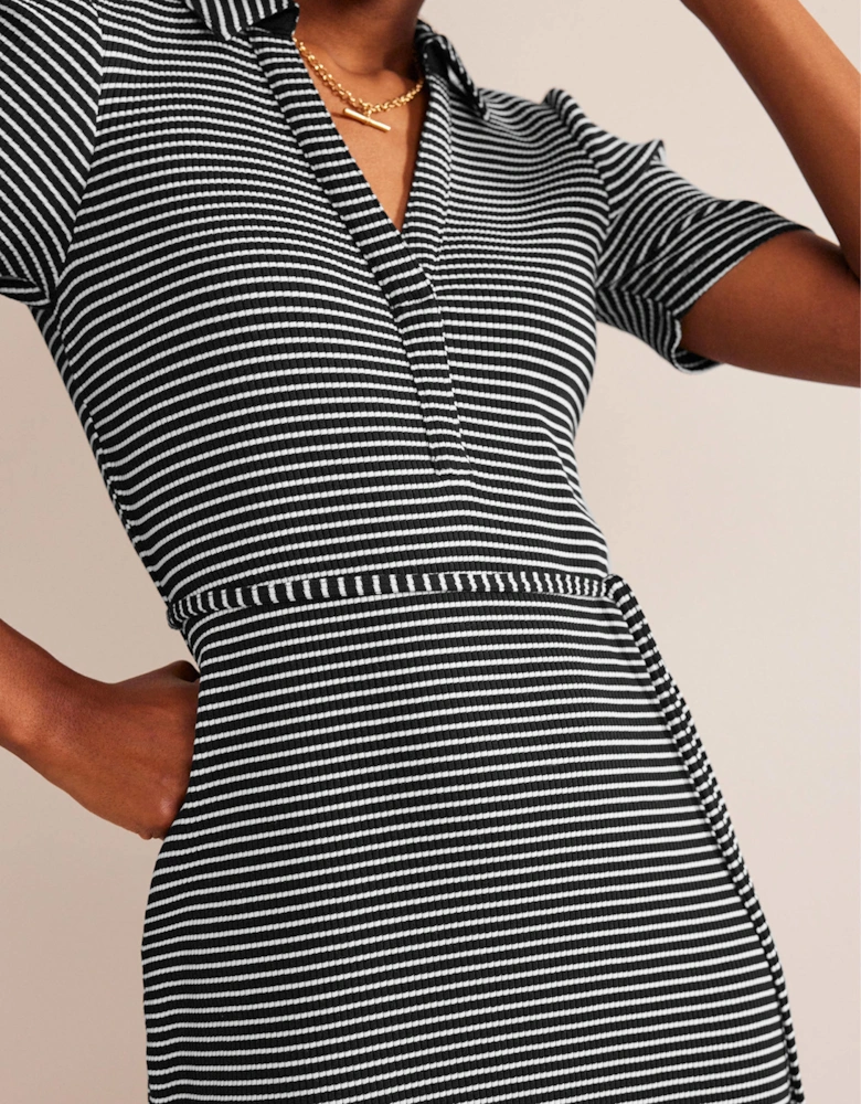 Ribbed-Jersey Midi Shirt Dress