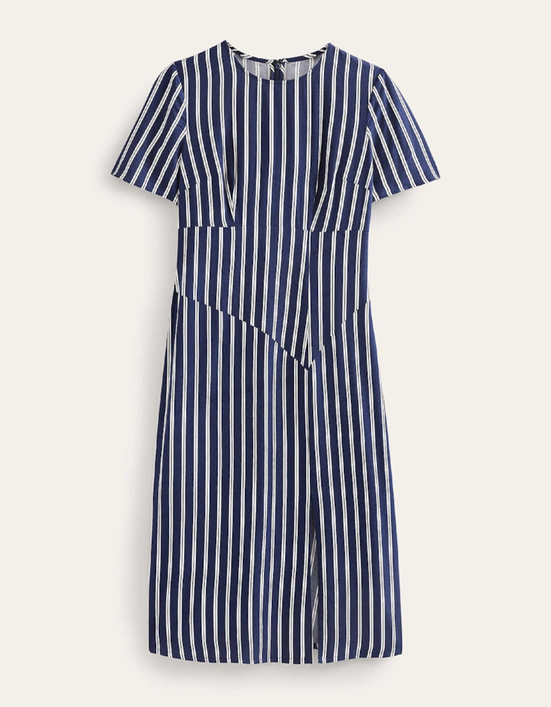 Striped Asymmetric Midi Dress