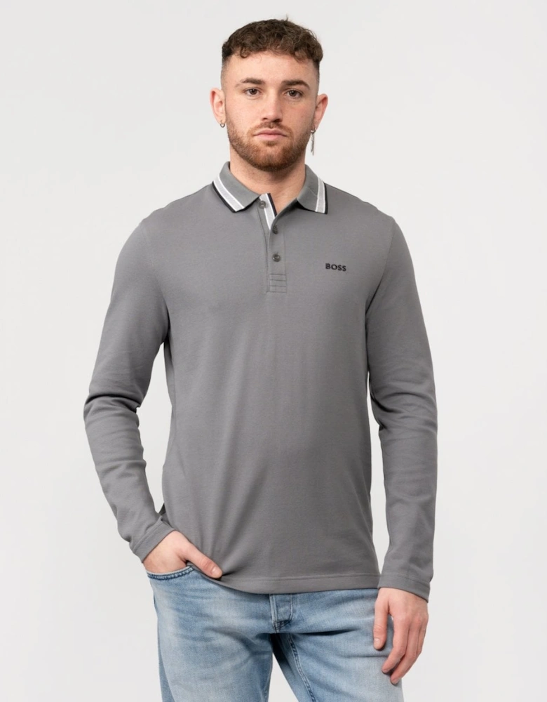 BOSS Green Plisy Mens Long Sleeve Contrast Collar Polo