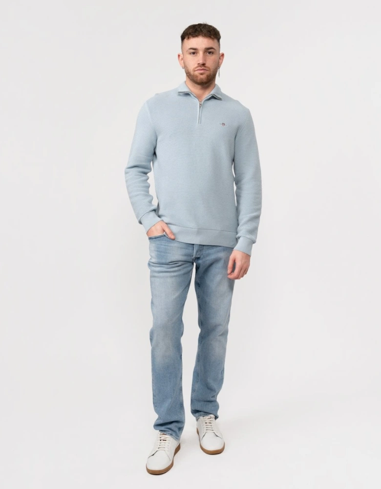 Mens Textured Cotton Half Zip Jumper