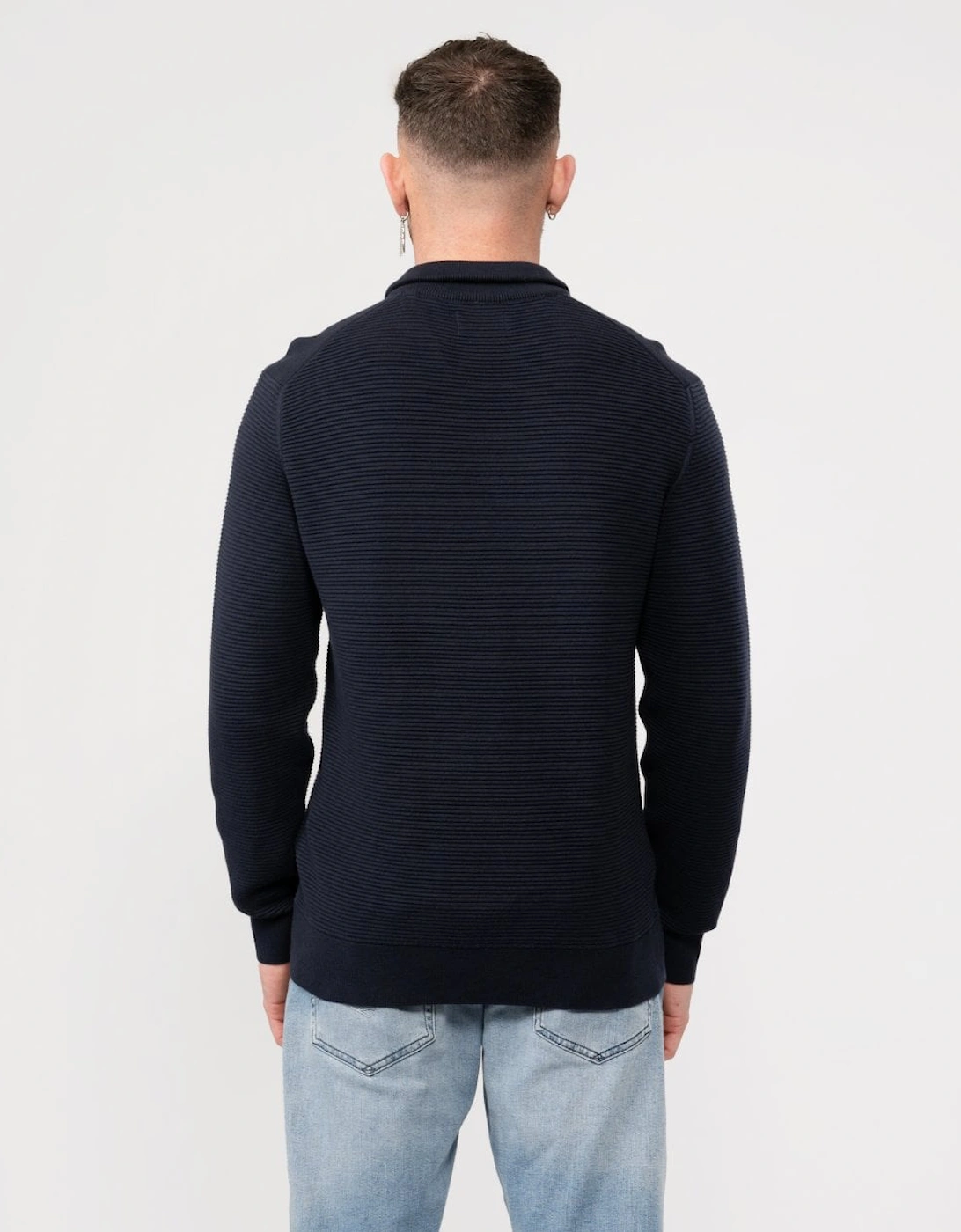 Mens Textured Cotton Half Zip Jumper