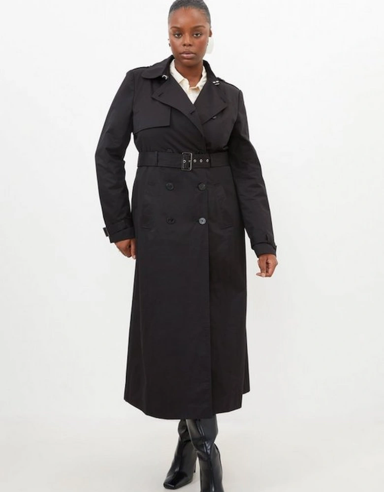 Plus Size Tailored Classic Belted Trench Coat