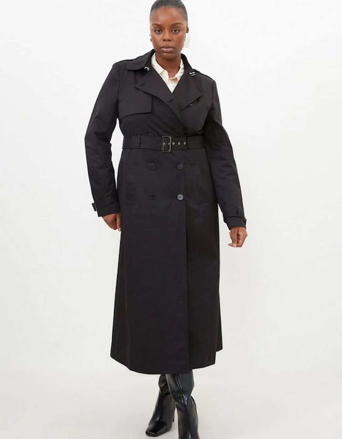 Plus Size Tailored Classic Belted Trench Coat, 2 of 1