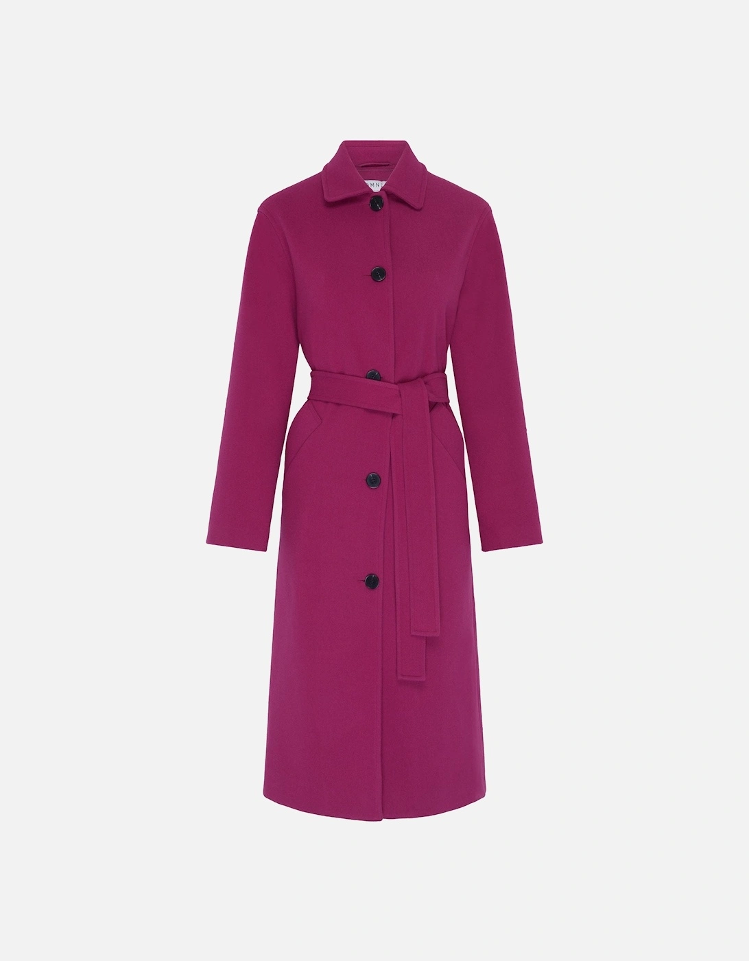 Vienna Single Breasted Belted Coat in Magenta