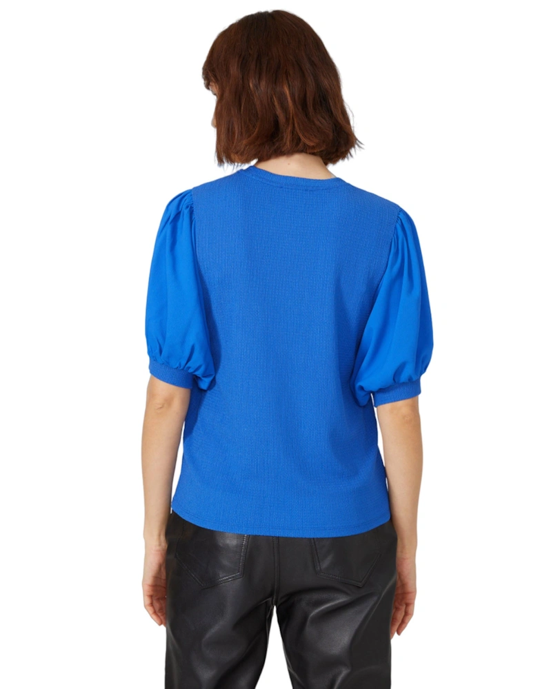 Womens/Ladies Textured Woven Short-Sleeved T-Shirt