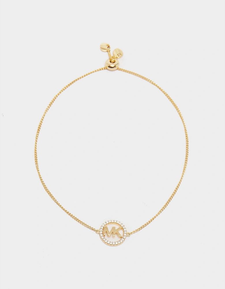 Womens 14k Gold-Plate Logo Bracelet