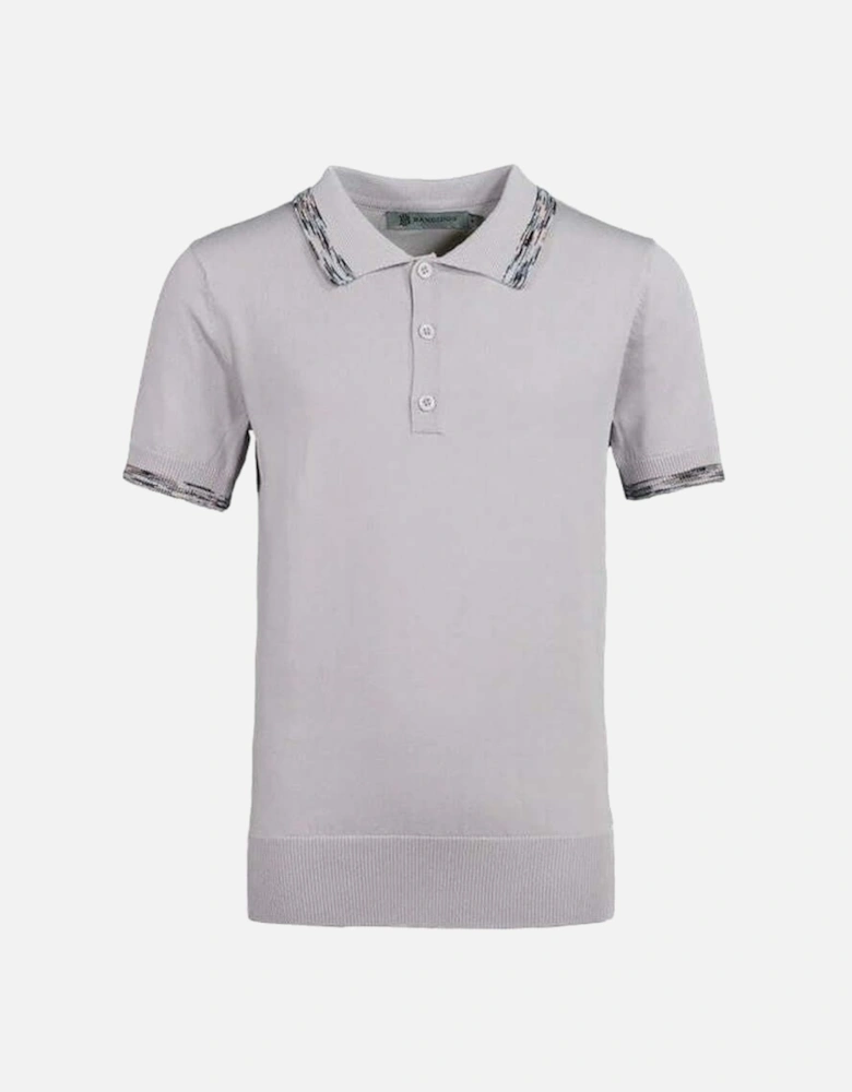 Boys Grey Space-Dye Trim Short Sleeve Polo