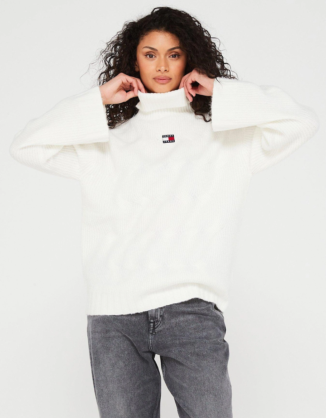 Turtle Neck Cable Knit Jumper - White, 5 of 4