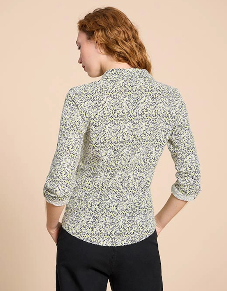 Women's Annie Jersey Shirt Blue Ivory Print