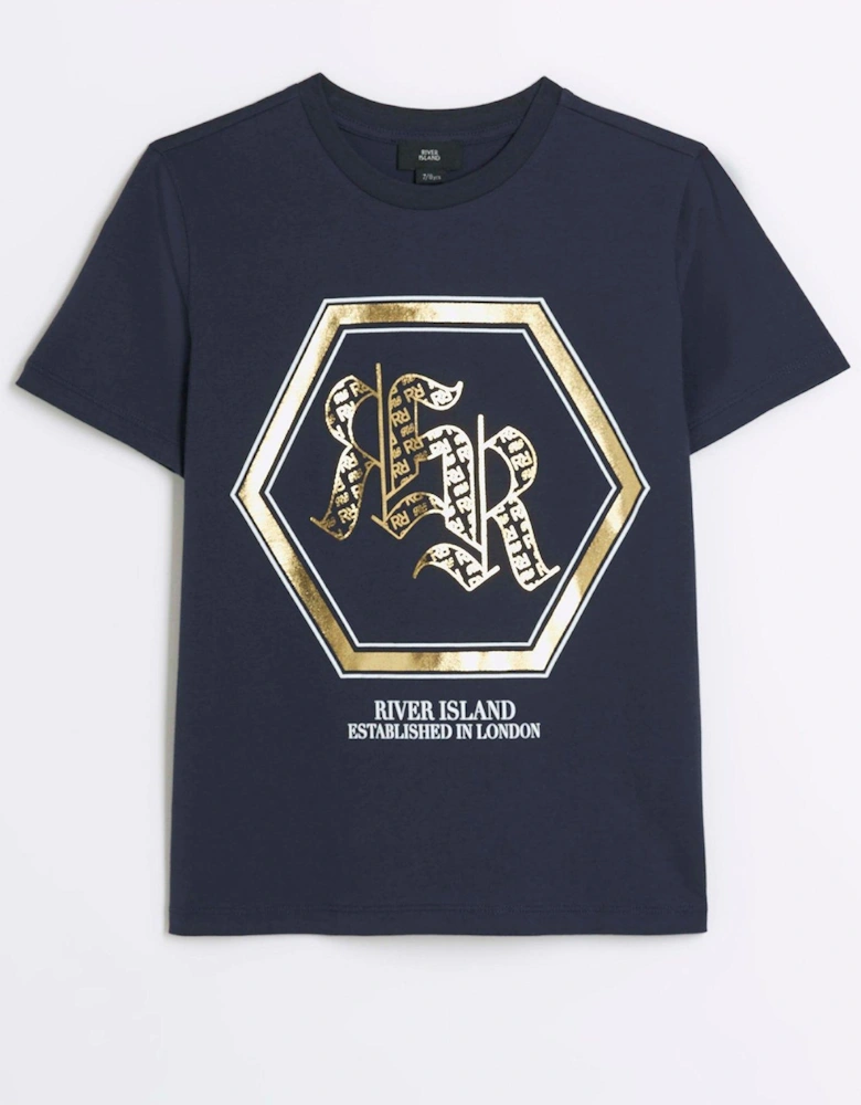 Boys Monogram Graphic T-Shirt - Navy