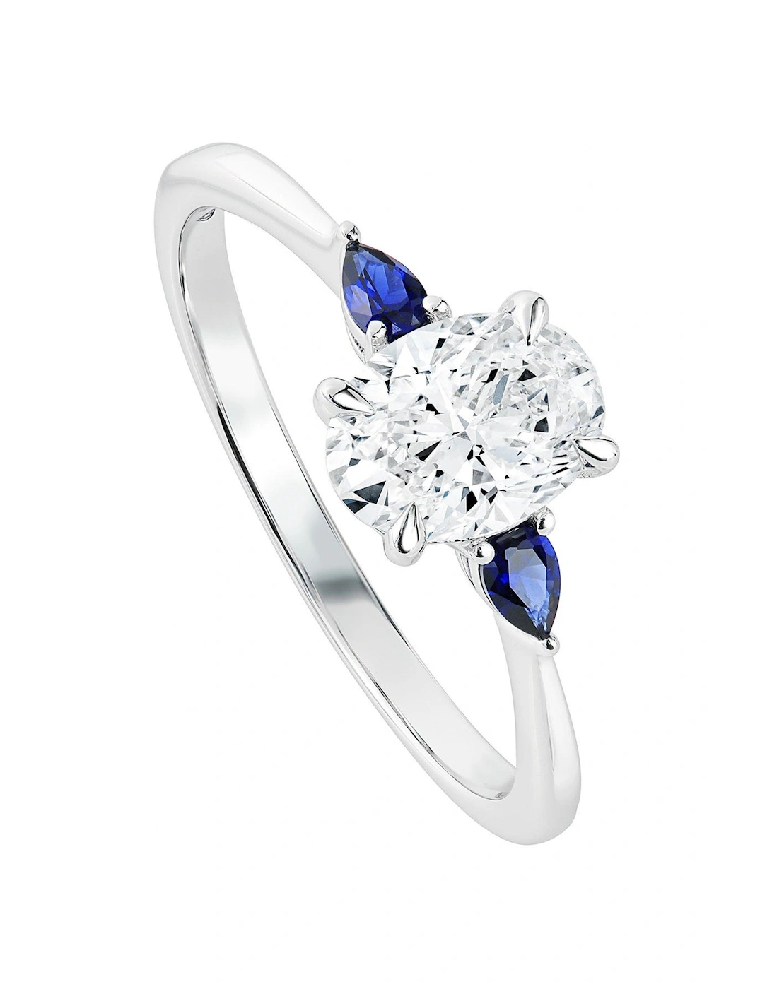 Rebecca , 9ct White Gold 0.75ct tw Oval Lab Grown Diamond and Created Sapphire Ring, 2 of 1