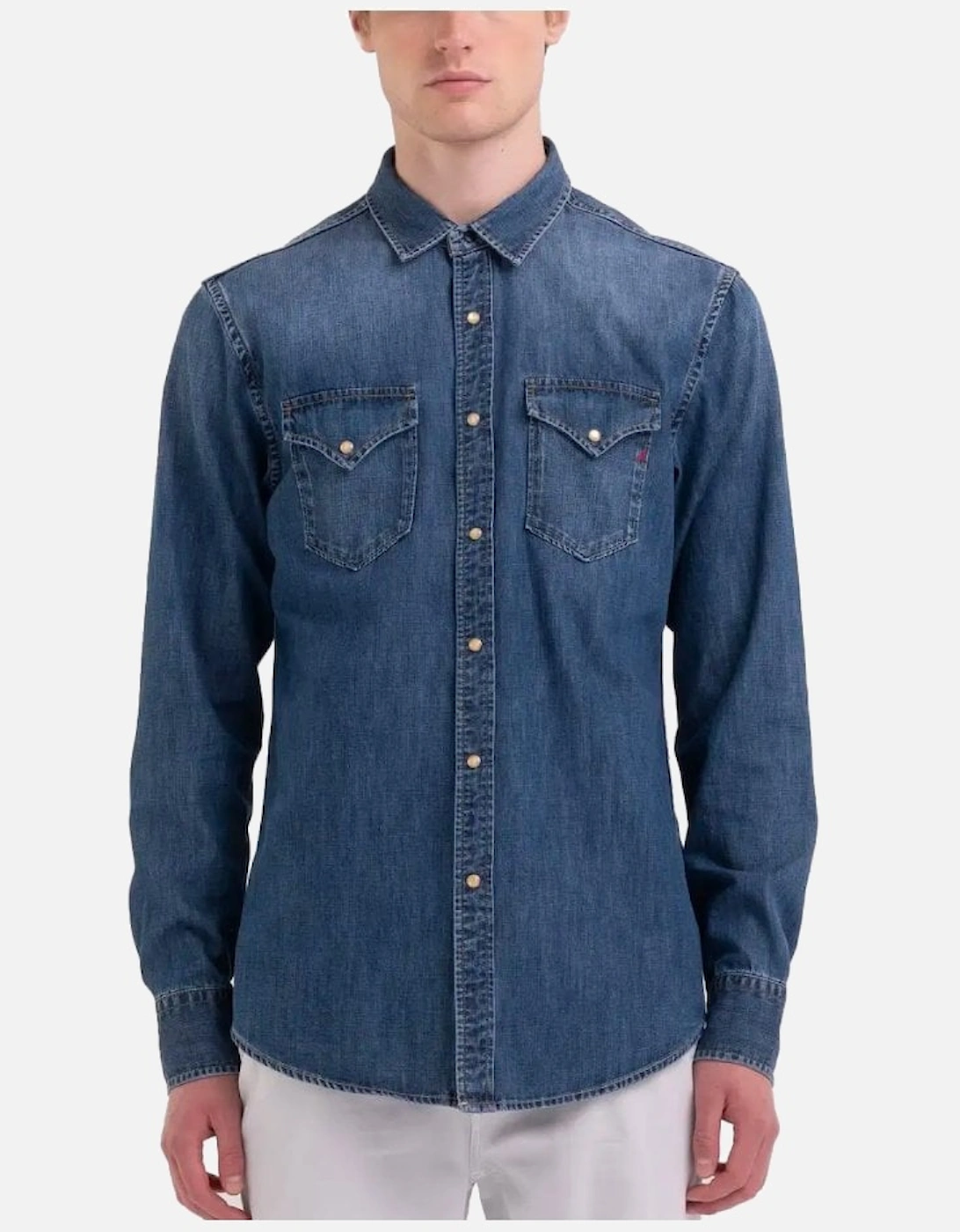 Aged Eco Denim Shirt Denim Blue, 5 of 4