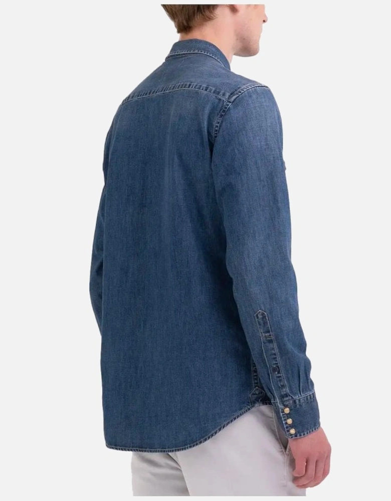 Aged Eco Denim Shirt Denim Blue