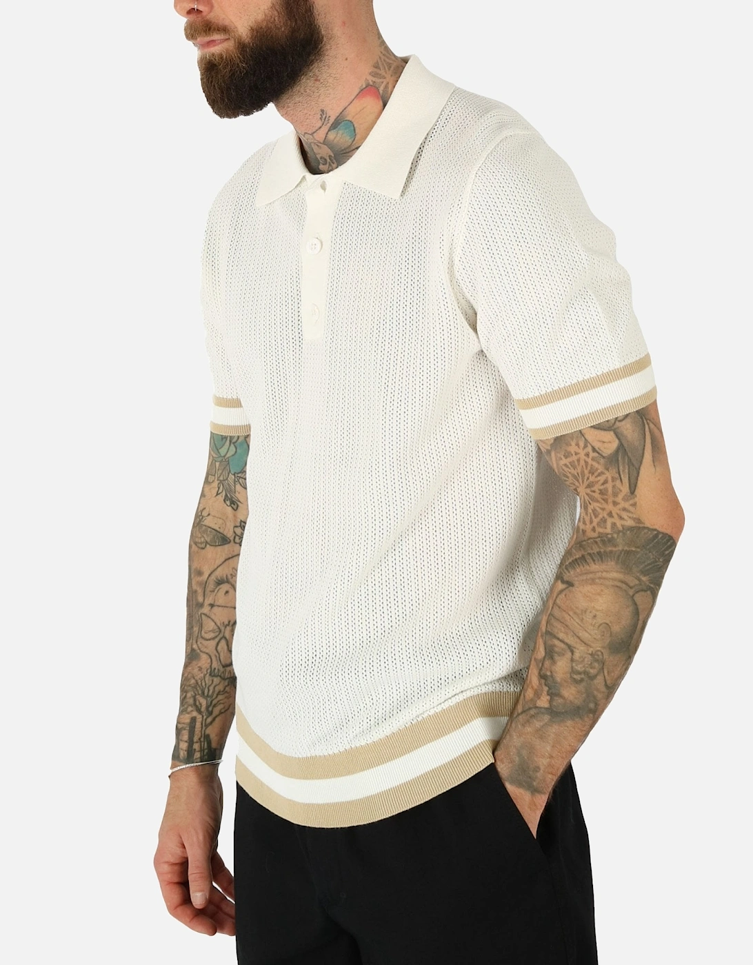 Quinn Knitted off White Polo Shirt, 5 of 4