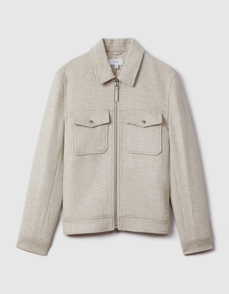 Brushed Wool Blend Zip-Through Jacket