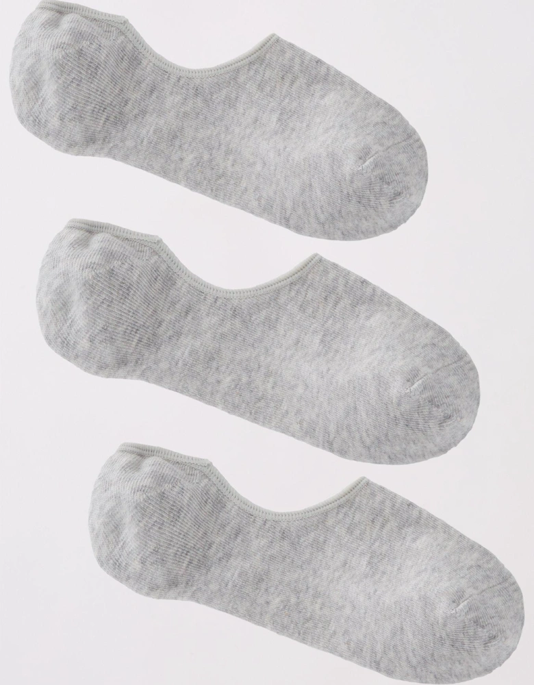 3 Pack Invisible Trainer Liner Socks With Heel Grips - Grey