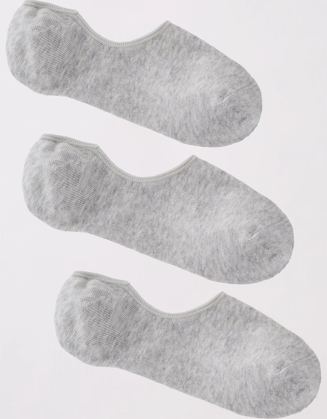 3 Pack Invisible Trainer Liner Socks With Heel Grips - Grey, 3 of 2