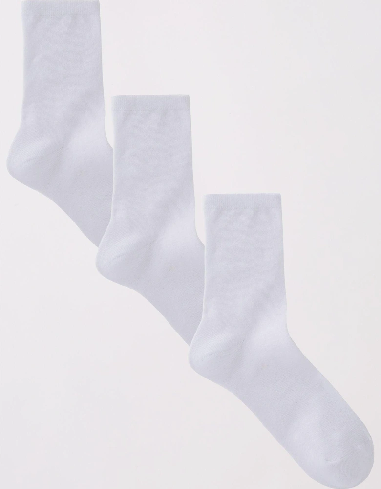 3 Pack Ankle Socks - White