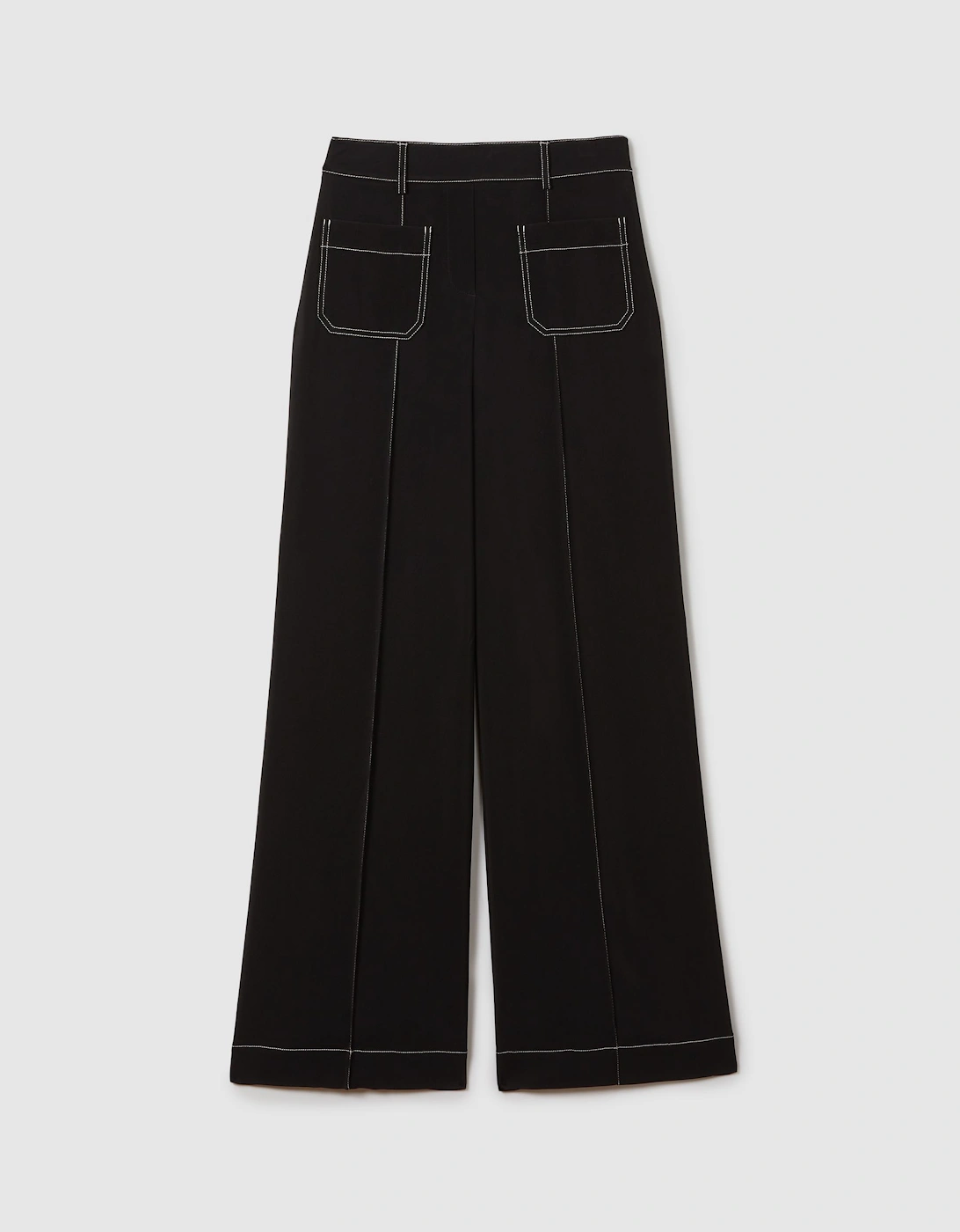 Contrast Stitch Wide Leg Trousers, 2 of 1