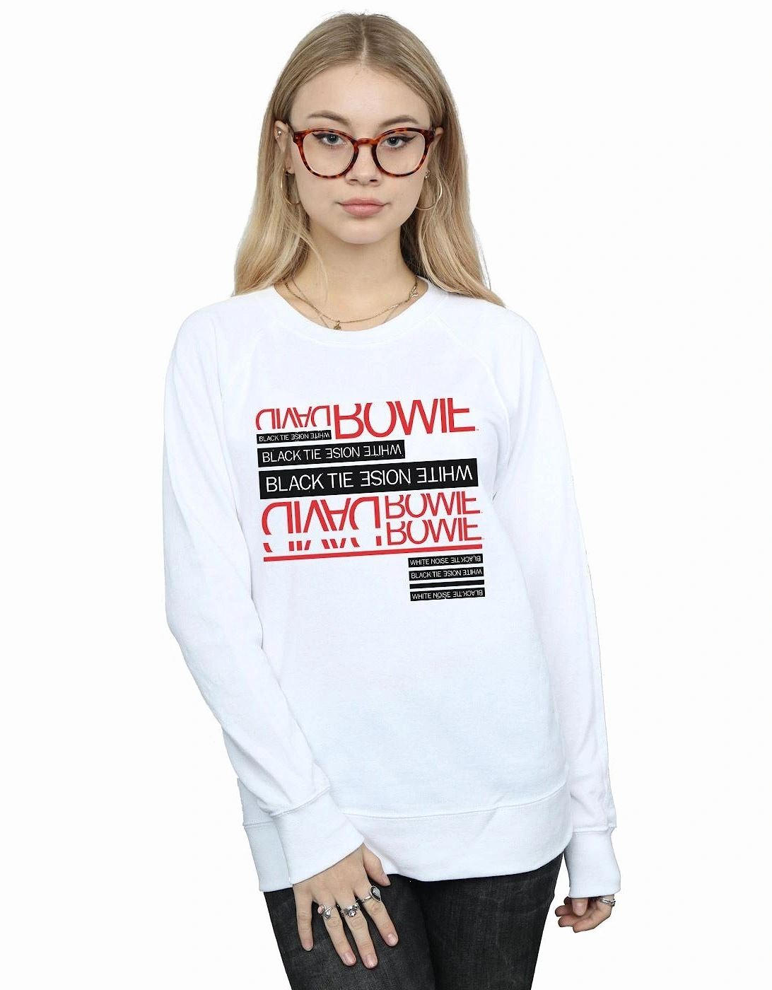 Womens/Ladies Black Tie White Noise Sweatshirt
