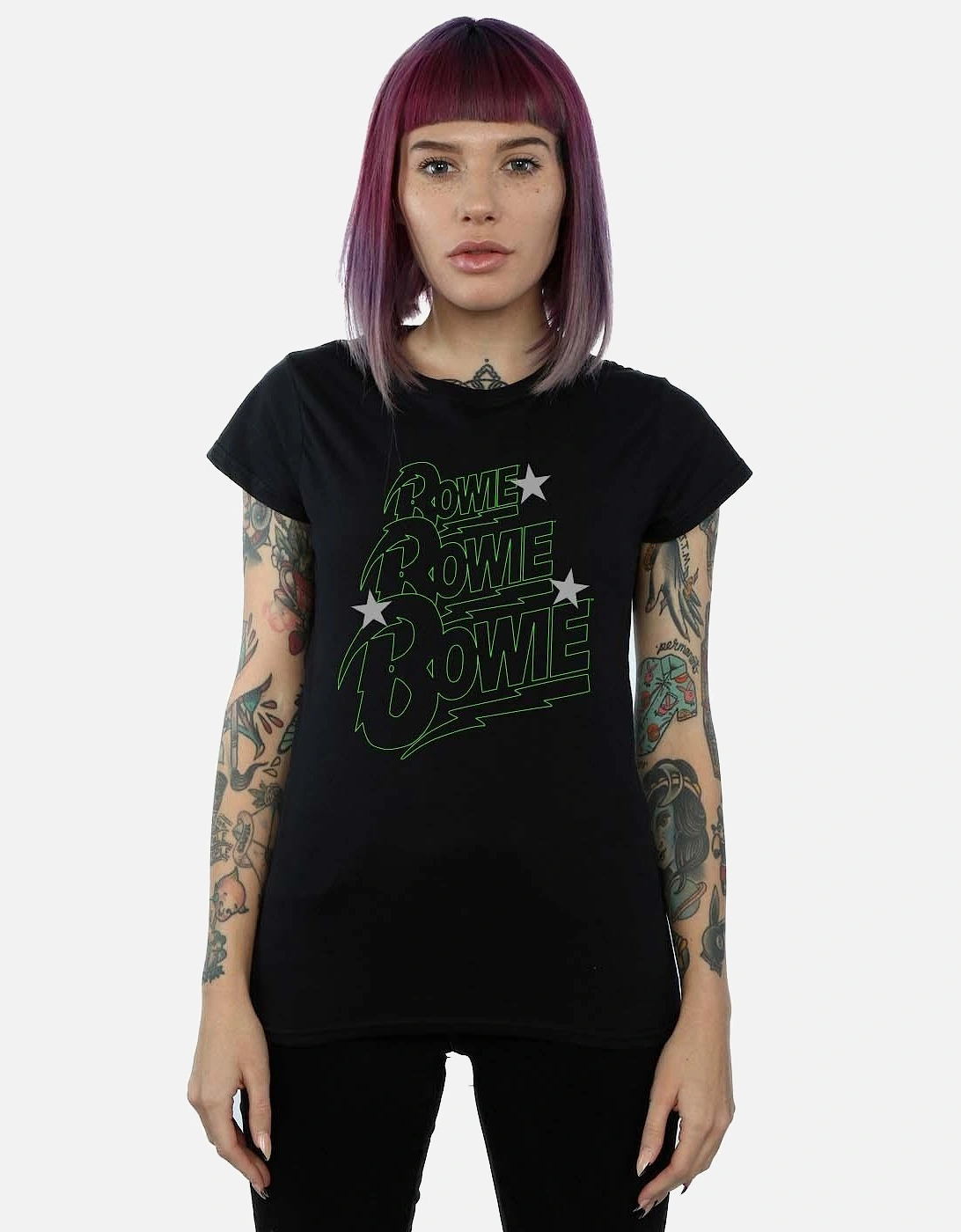 Womens/Ladies Multiple Neon Logo Cotton T-Shirt