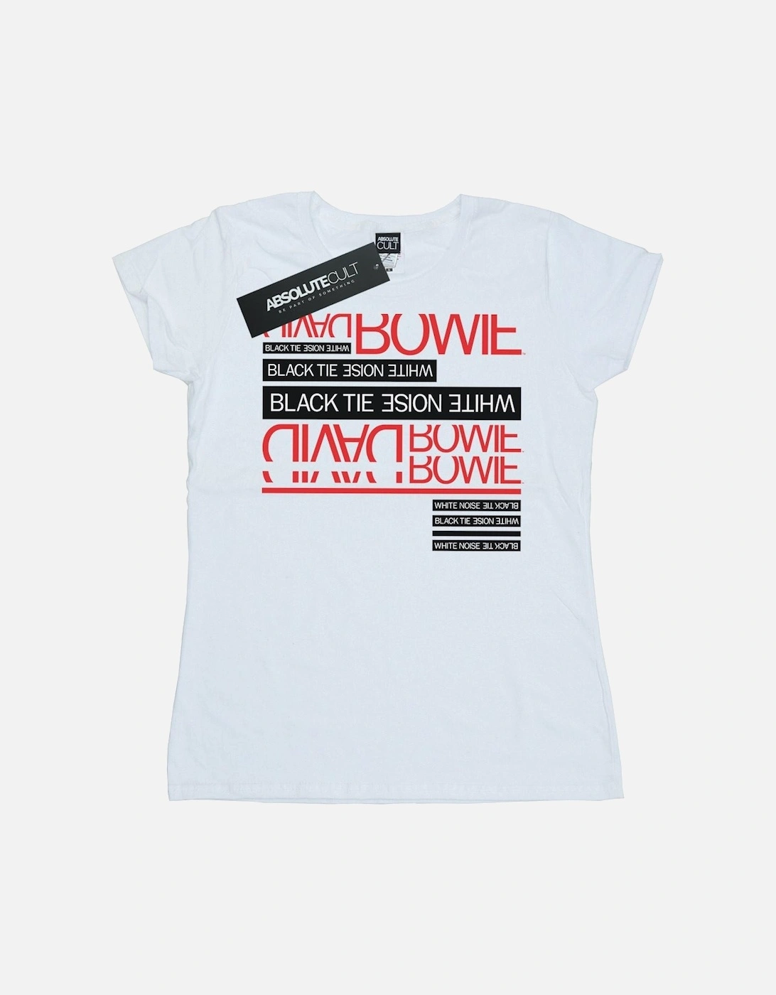 Womens/Ladies Black Tie White Noise Cotton T-Shirt, 4 of 3