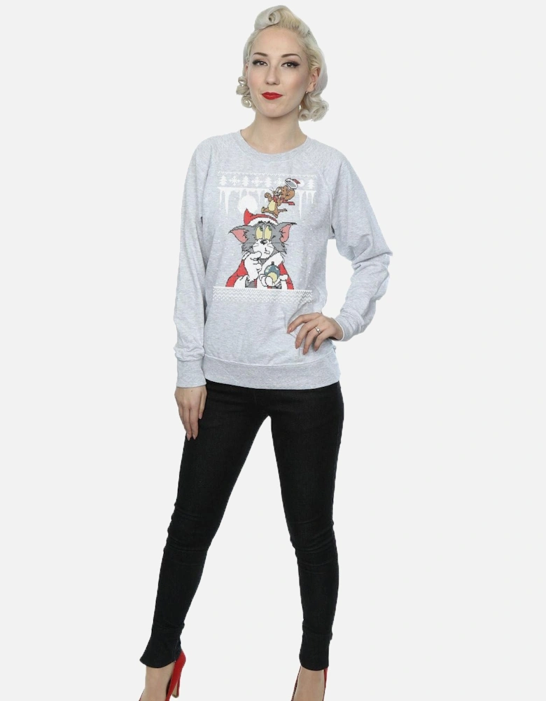 Tom And Jerry Womens/Ladies Christmas Fair Isle Sweatshirt