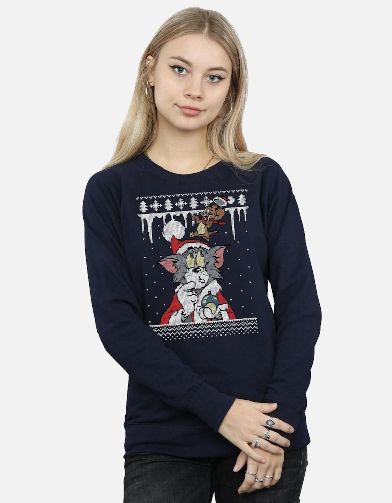 Tom And Jerry Womens/Ladies Christmas Fair Isle Sweatshirt