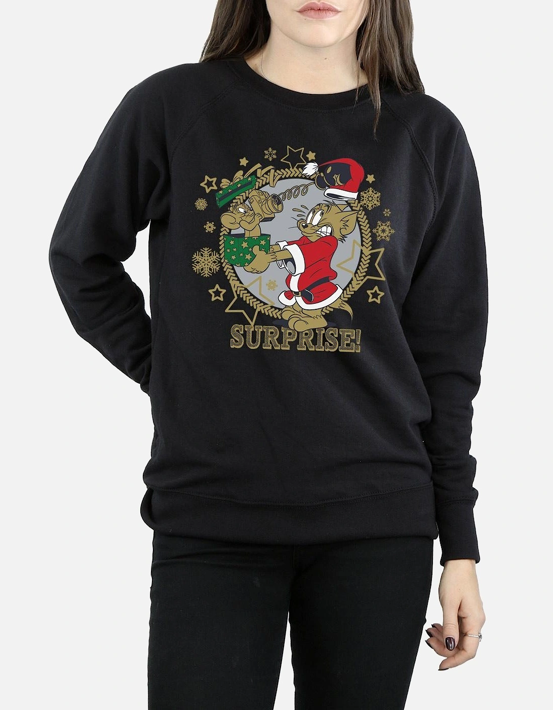 Tom And Jerry Womens/Ladies Christmas Surprise Sweatshirt