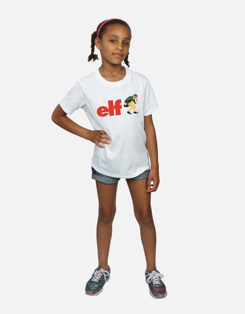 Girls Crouching Logo Cotton T-Shirt