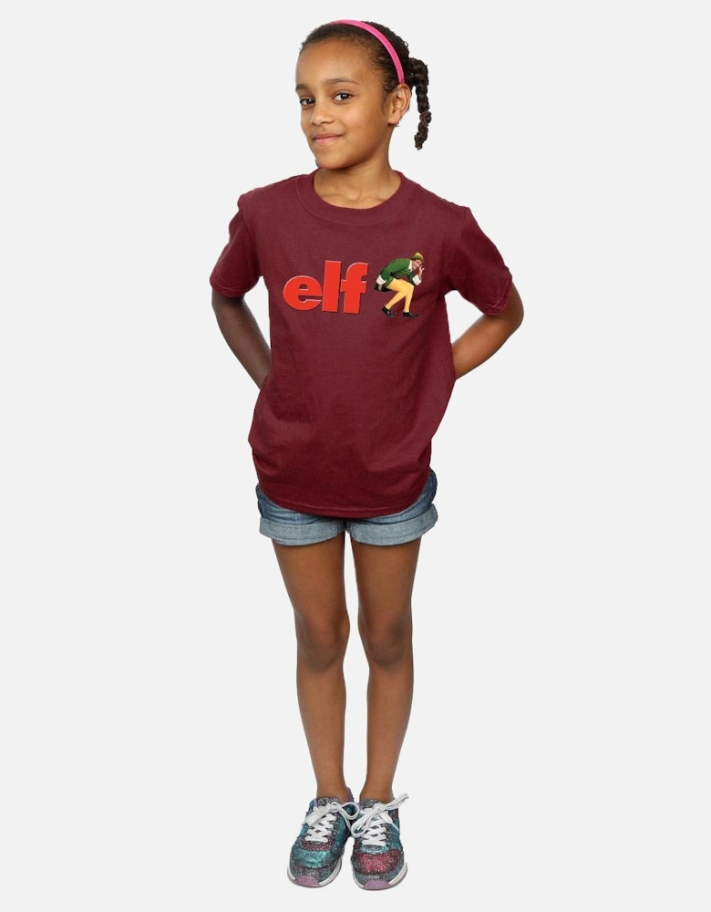 Girls Crouching Logo Cotton T-Shirt