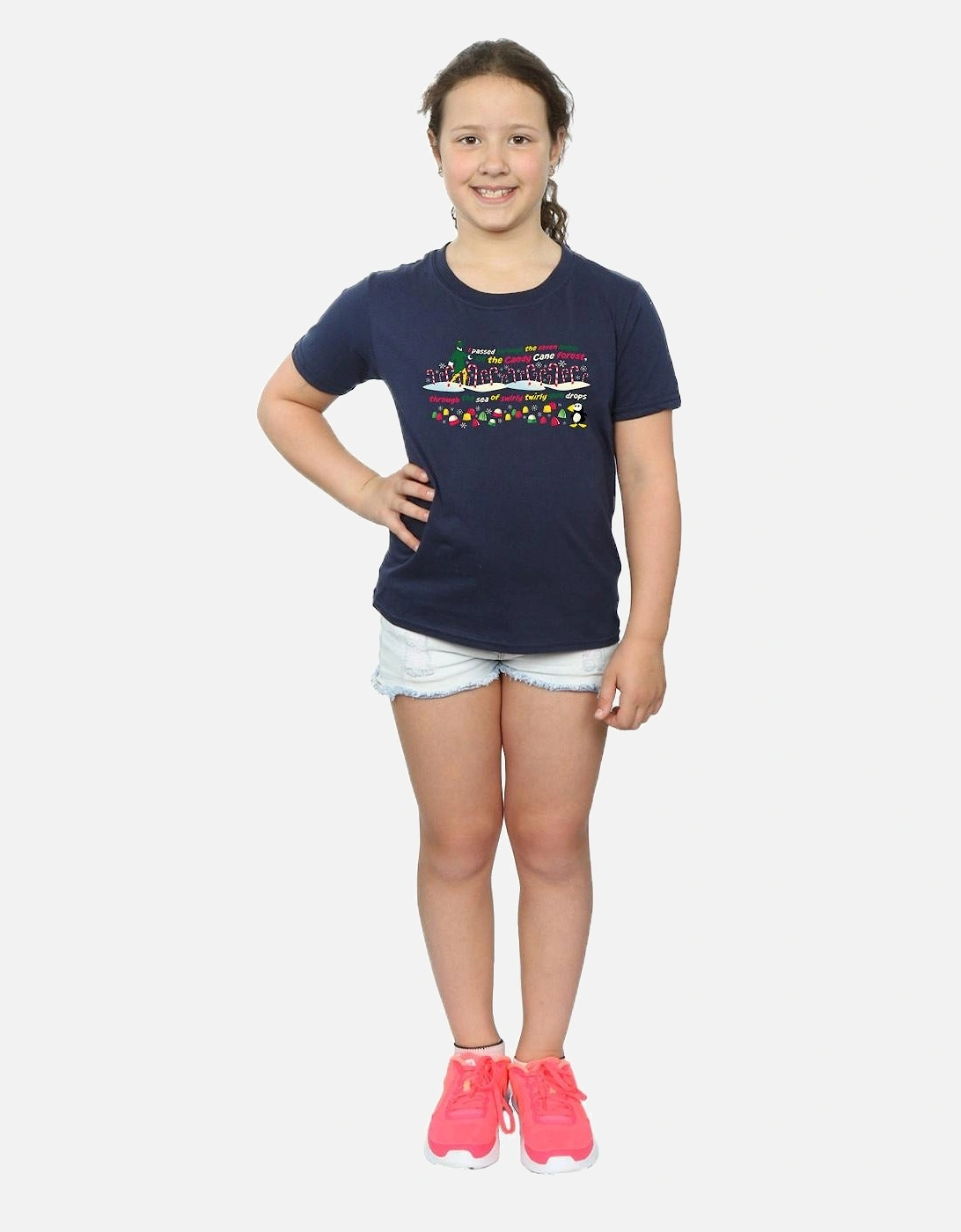 Girls Candy Cane Forest Cotton T-Shirt