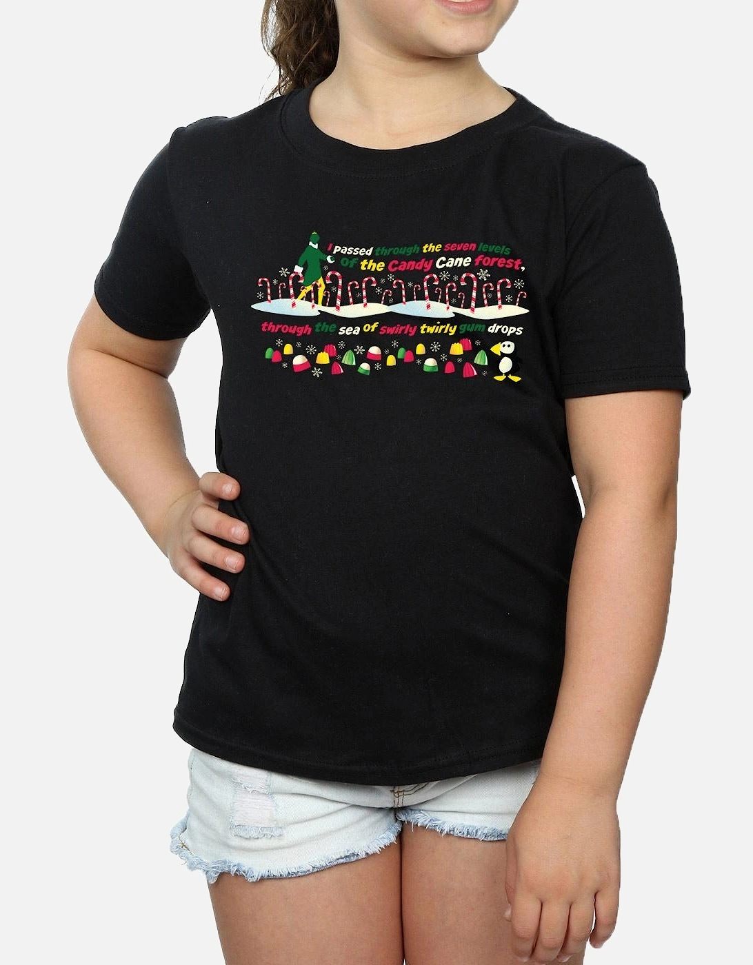 Girls Candy Cane Forest Cotton T-Shirt