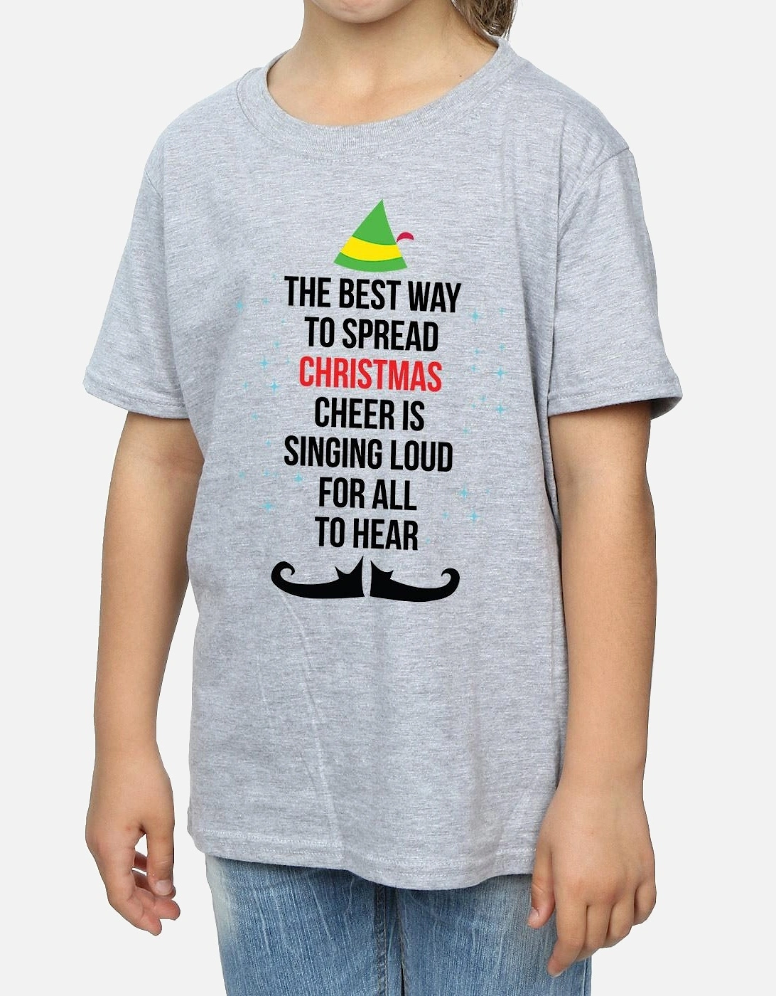 Girls Christmas Cheer Text Cotton T-Shirt