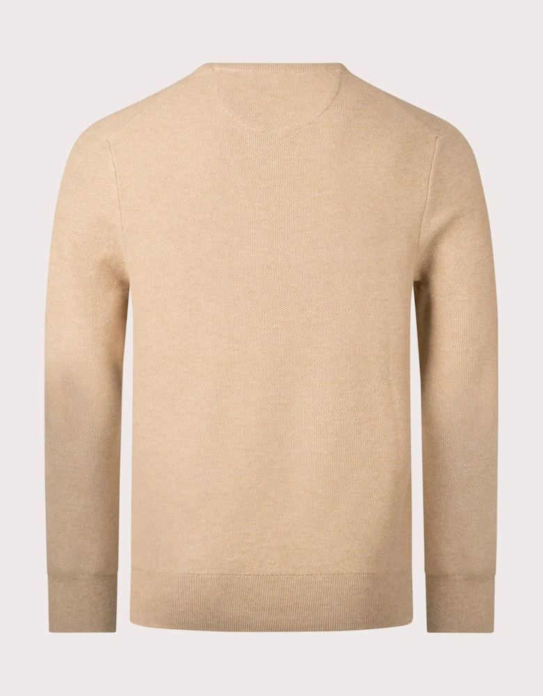 Textured Cotton Mesh Knitted Jumper