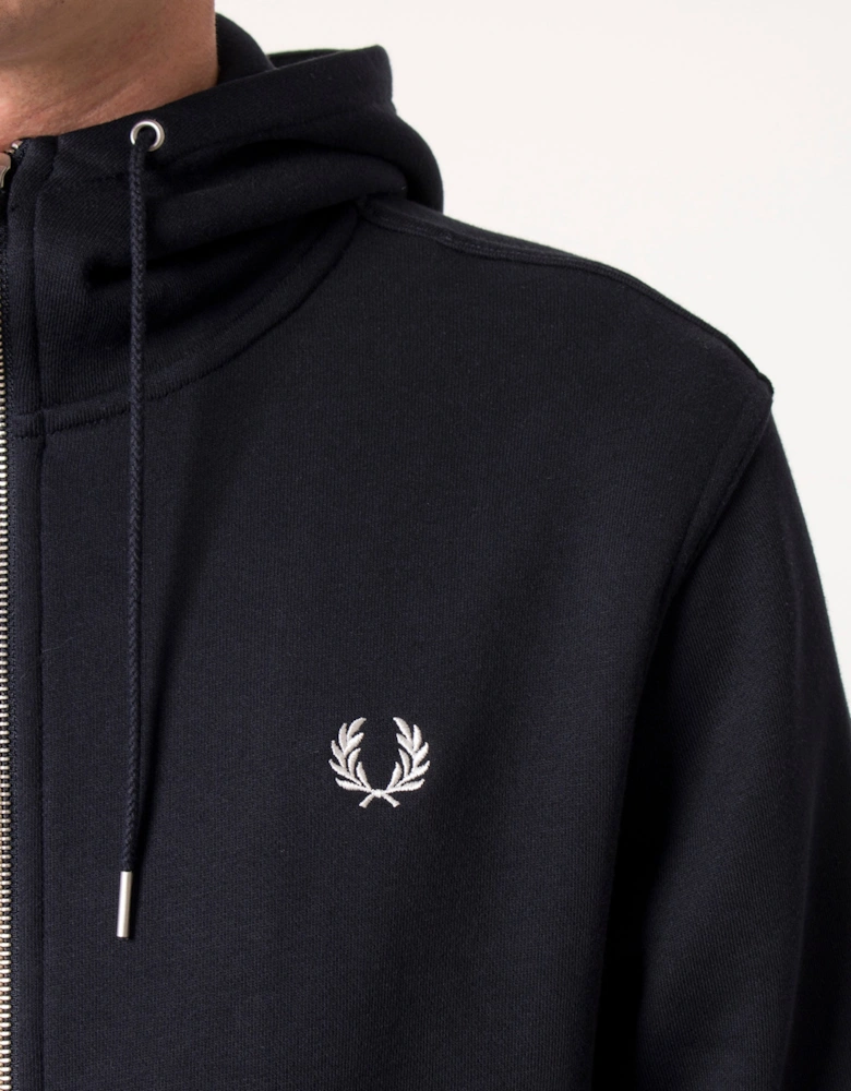 Zip Through Contrast Tipped Hoodie