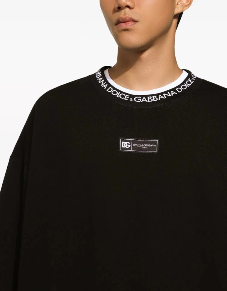 Over Fit Neck Logo Sweatshirt Black