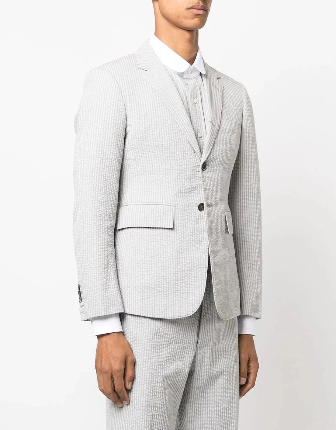 Cotton Seersucker Jacket White/Grey