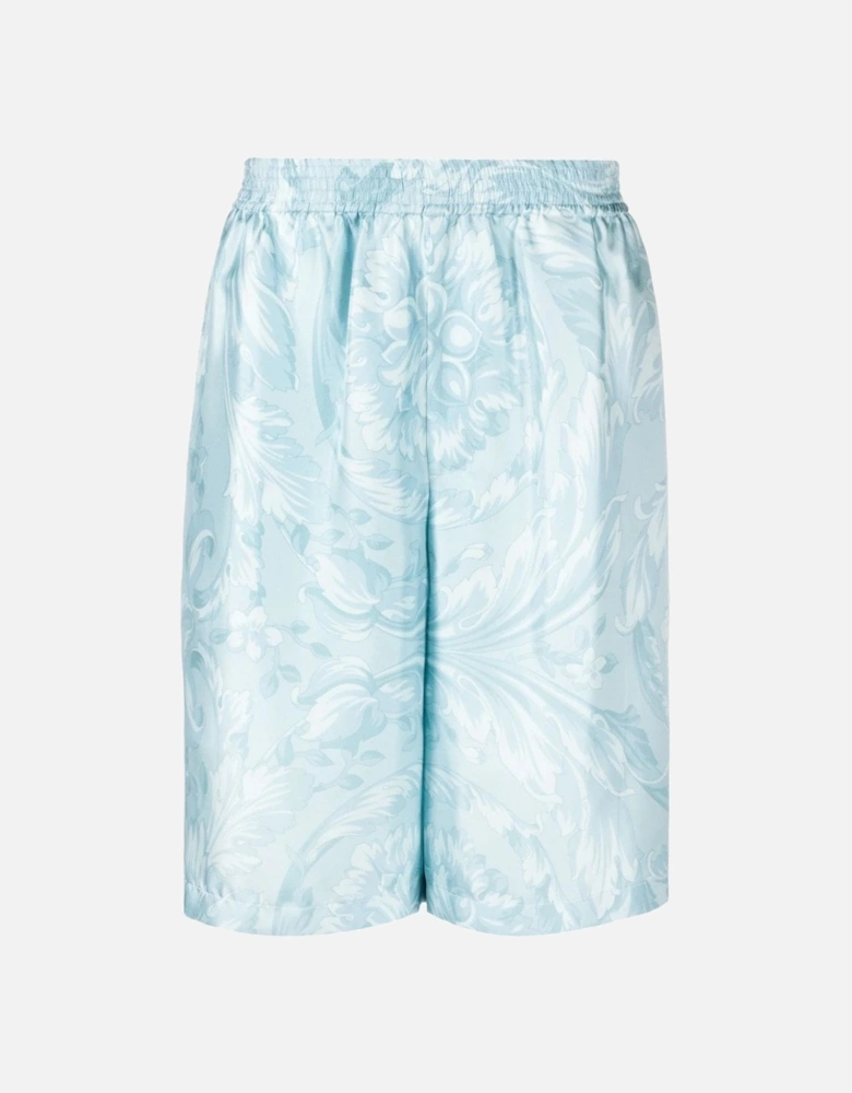 Barocco Silk Twill Shorts Blue