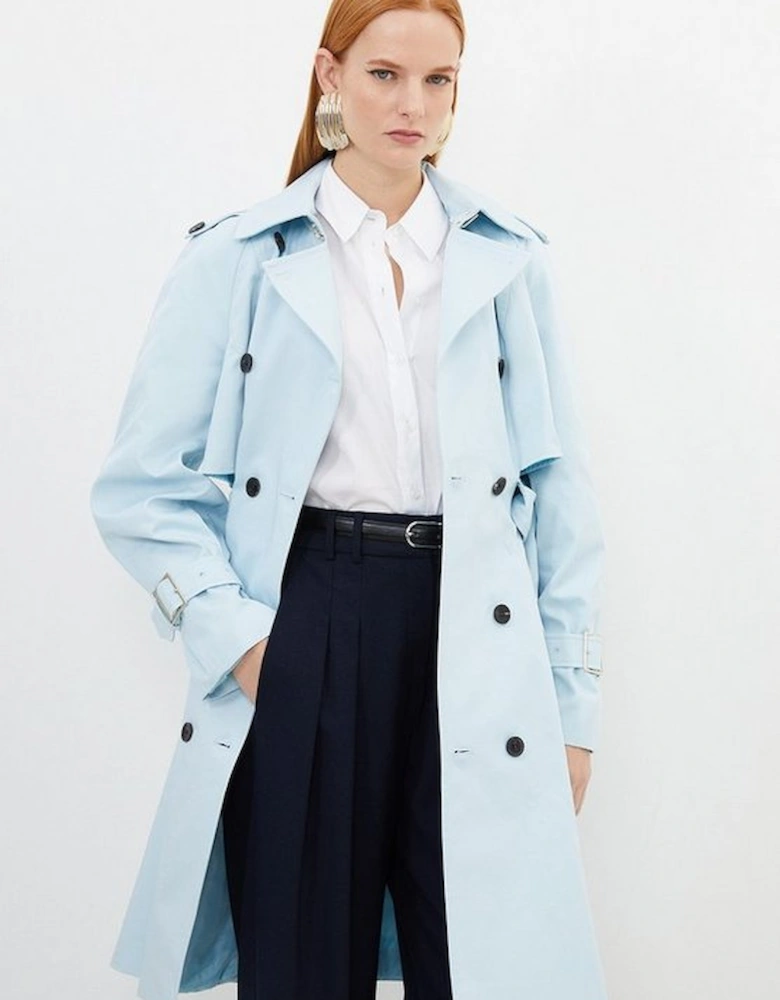 Petite Tailored Full Skirt Midi Trench Coat