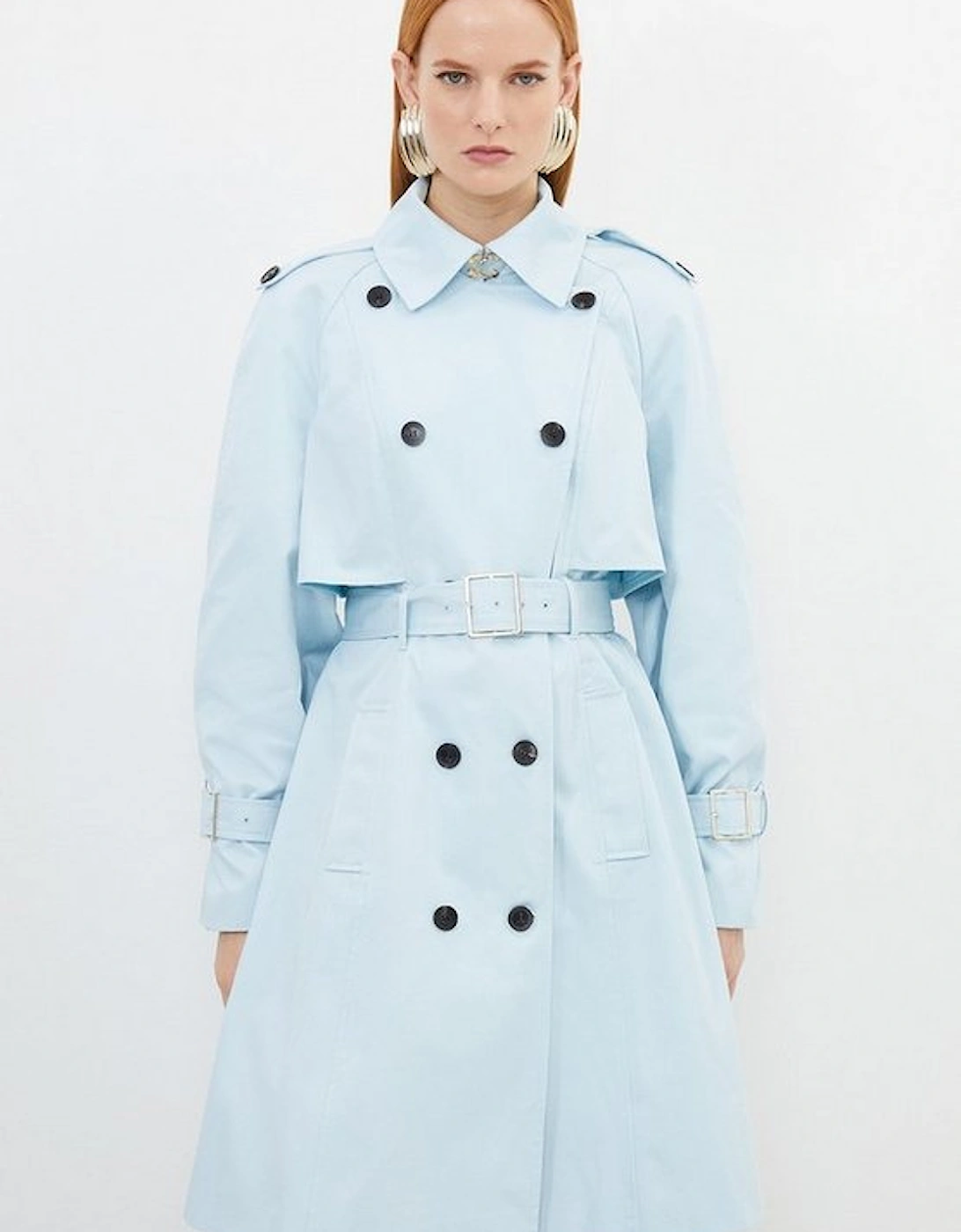 Tailored Full Skirt Midi Trench Coat, 5 of 4