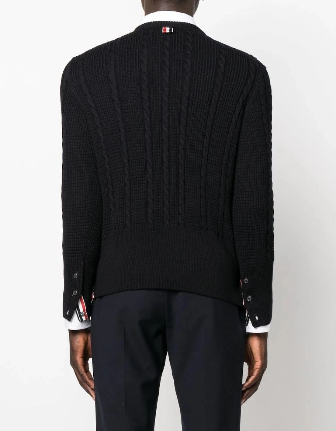 Merino Wool Cable Sweater Navy