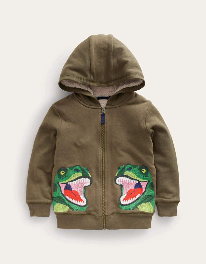 Shaggy-lined Appliqué Hoodie